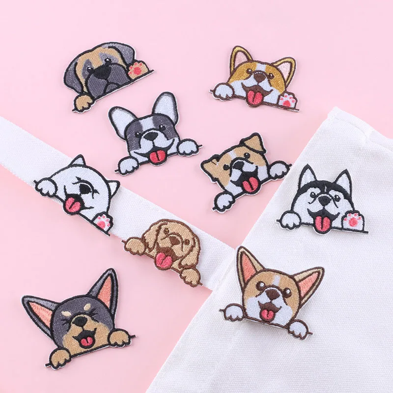 

Embroidery Patches for Clothing Kid DIY Self Adhesive Cartoon Animal Dog Stickers Appliques for Backpack Accessories Badges
