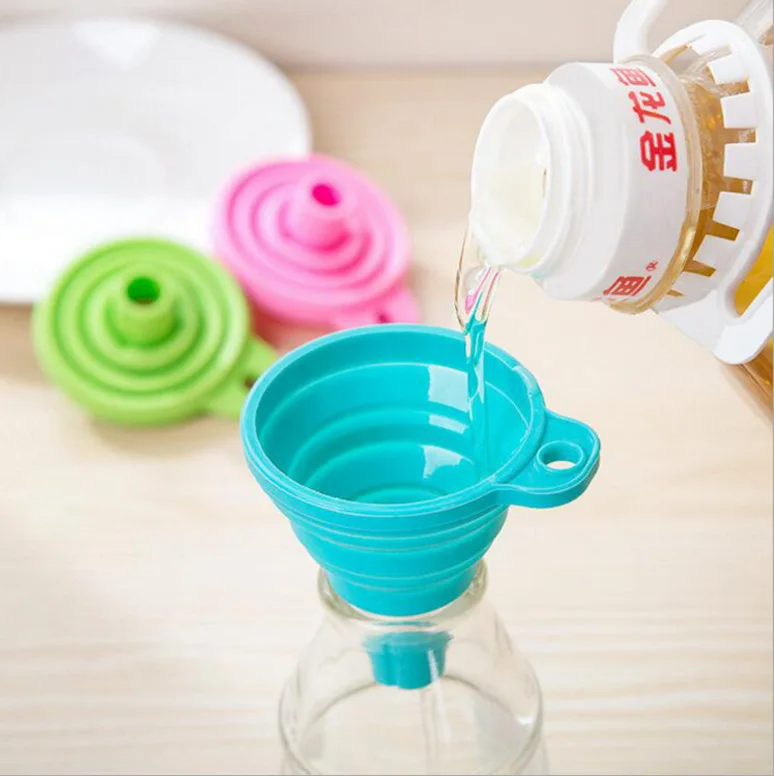 

KitchenThermos Silicone Folding Funnel Telescopic Long Neck Liquid Sub-packaging Small Funnel Filter Anti-scalding Anti-scalding
