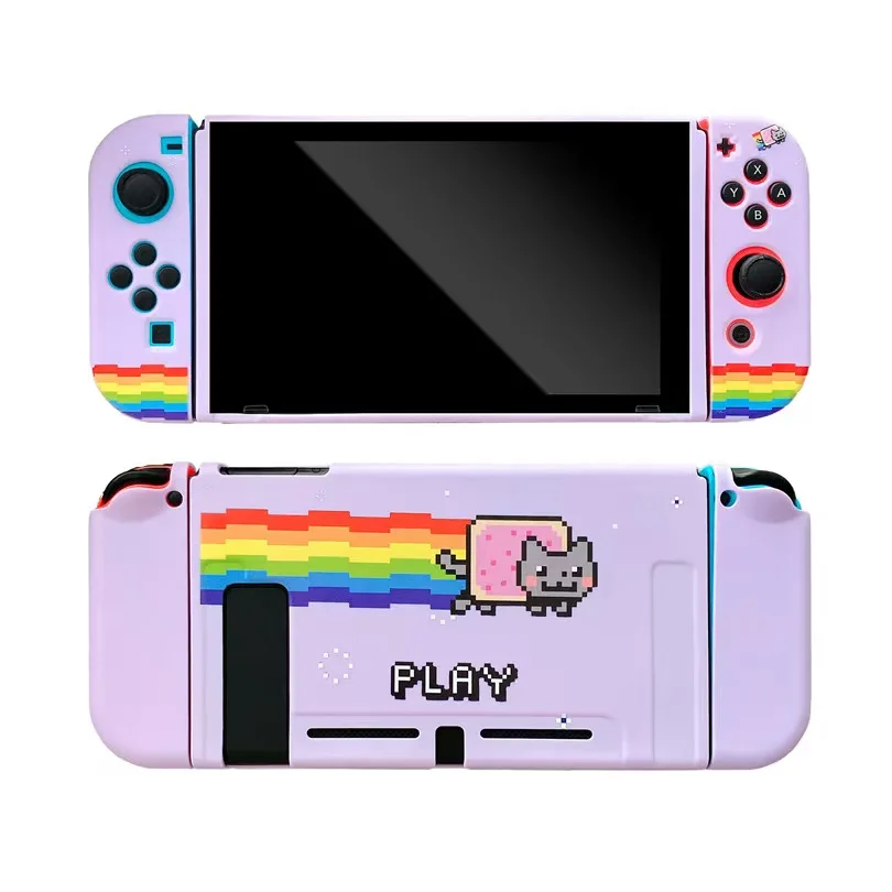 Фото Симпатичный защитный чехол Nyan Cat Rainbow для Nintendo Switch, тонкий чехол из мягкого ТПУ для консоли Nintendo Switch, игровые аксессуары NS №1