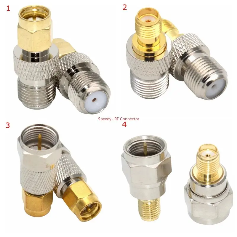 

10Pcs F To SMA Connector SMA To F Male Female Straight Coaxial Converter Wire Terminal Brass Gold Plated High Quality Copper New