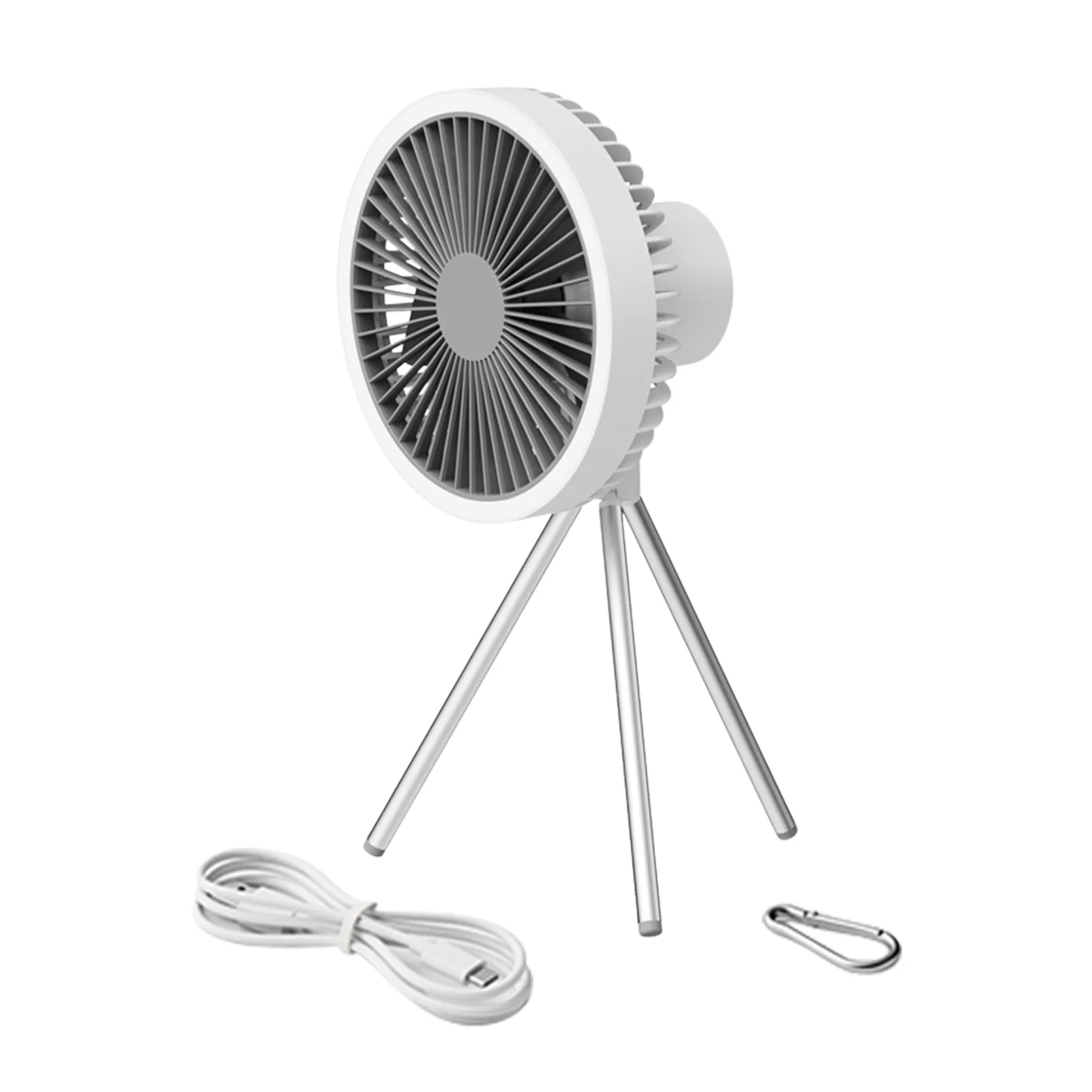 

Portable Triopd Camping Fan Stroller Fan With Light 10000mAh Battery Operated 27h Work Time Desk Fan With Hook For Camping
