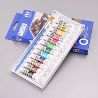 12 colors acrylic paint drawing pigment oil painting 6ml tube with brush set artist supplies
