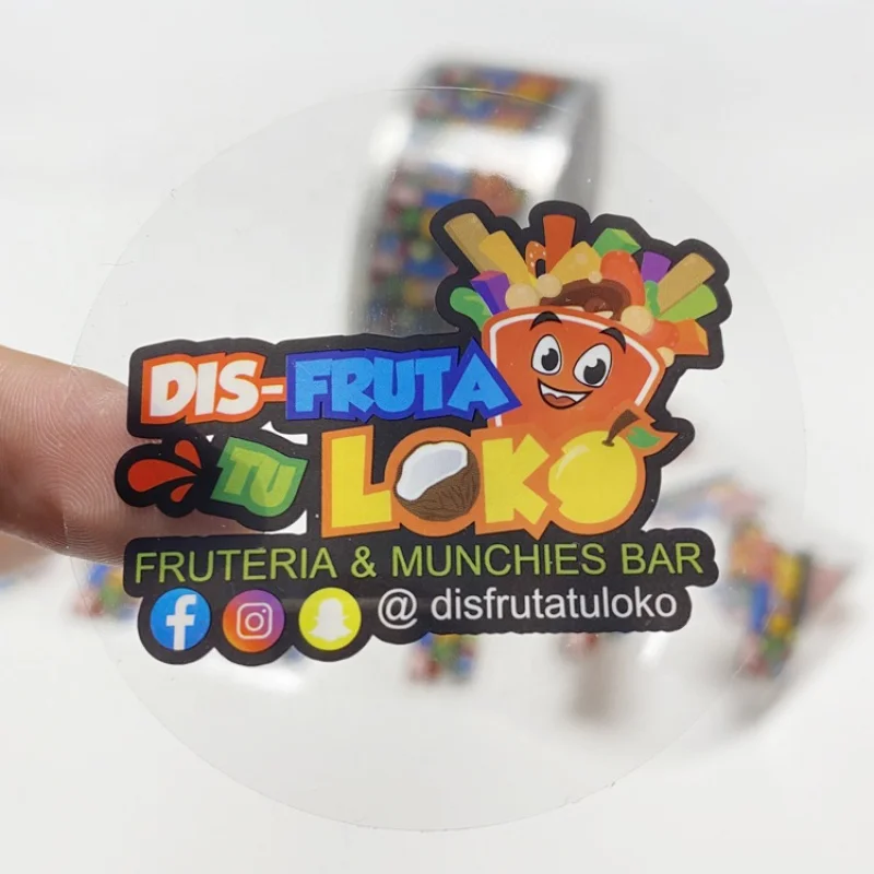

Custom Printed Waterproof Roll Round Circle Adhesive Transparent Logo Sticker
