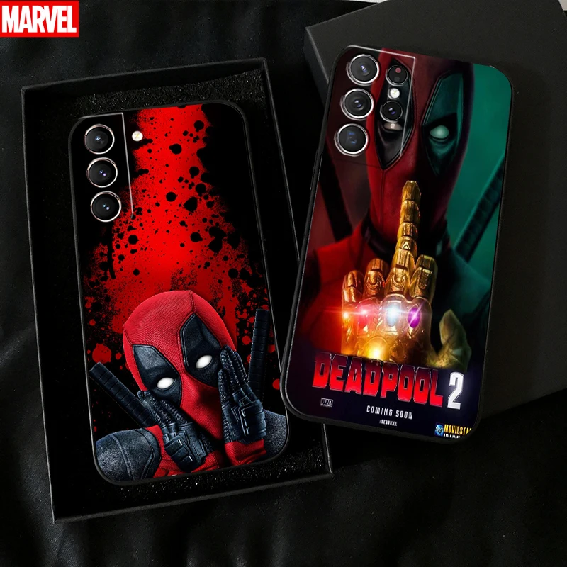

Marvel Deadpool Phone Case For Samsung Galaxy S22 S21 S20 S10 10E S9 S8 Plus S22 S21 S20 Ultra FE 5G Liquid Silicon TPU Black