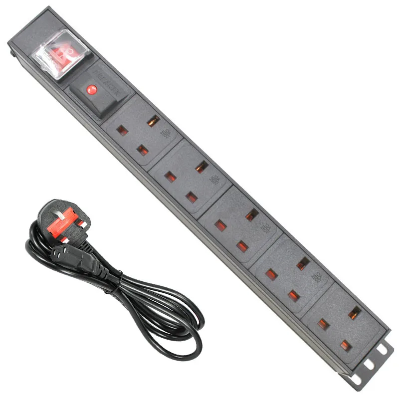 

PDU Power Strip Socket 5 way UK Standard aluminium alloy Outlets C13 Interface 13A overload protection