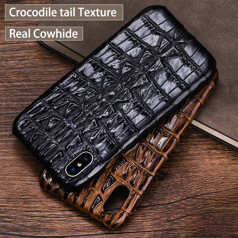 

Luxury Cowhide Phone Case For iPhone Xr 6 6s 7 8 Plus X Xs Max Case Crocodile tail fin texture For 6p 6sp 7p 8p Case