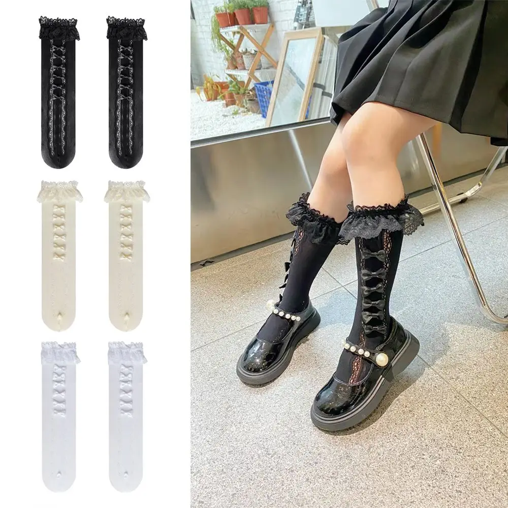 

Костюмы, модный топ, подарок для девочек, эластичные мягкие Чулочные изделия, носки с бантом, детские колготки, кружевной чулок