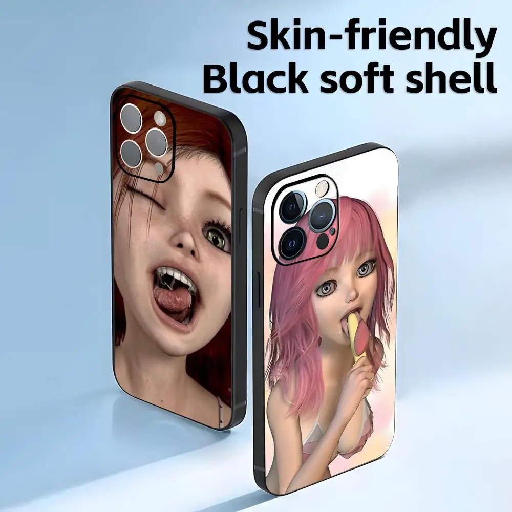 Фото Clmj Cool Girl Punk Y2K   Phone Case Soft black Shockproof Cover For iPhone17 16 16e 15 14 13 12Plus Mini Pro Max №2