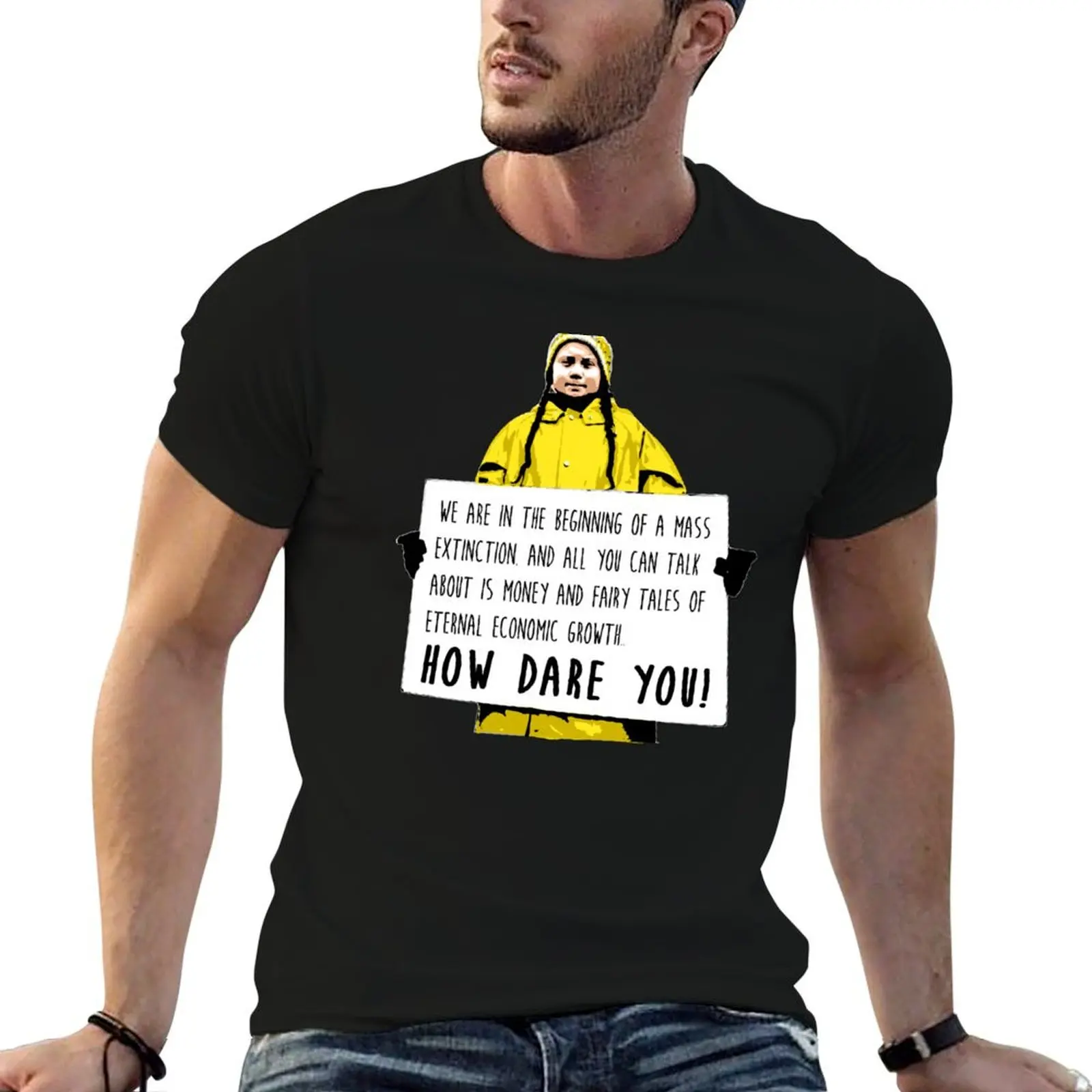 Фото Футболка Greta Thunberg - How dare you T-Shirt с ретро-графическим принтом №1