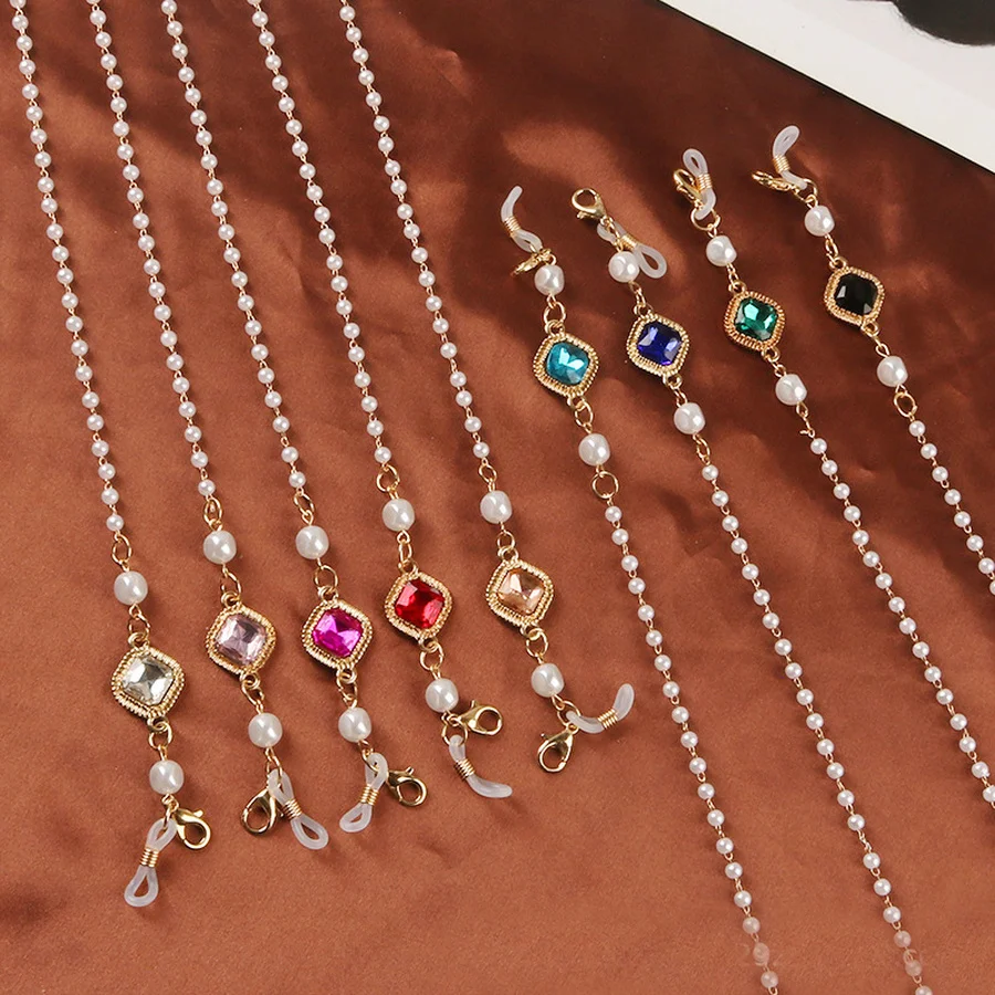 

Fashion Pearl Crystal Glasses Chain Lanyard for Women Acrylic Butterfly Sunglasses Mask Holder Neck Strap Eyewear Accessories