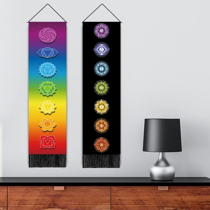 Дешево Радужная чакра гобелен для йоги, медитации, Космическая Энергия, черная, Настенный декор для спальни, дома