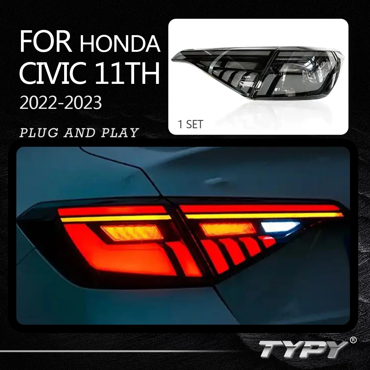 

Задний фонарь автомобиля, задний фонарь, Модифицированная задняя лампа, задний фонарь, задний фонарь для Honda Civic 11th 2022-2023