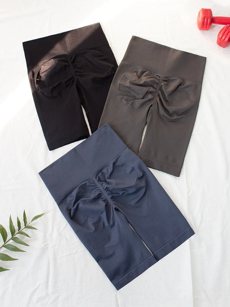 Однотонные быстросохнущие спортивные короткие леггинсы LZYVOO с высокой талией