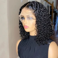 hot sale curly short bob lace front human hair wigs for black women 134 150 density brazilian remy hair wigs