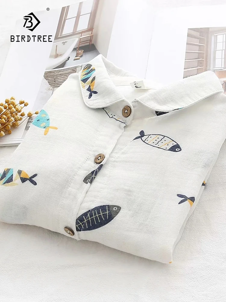 Весенние новые женские двухслойные белые рубашки из хлопчатобумажной пряжи с