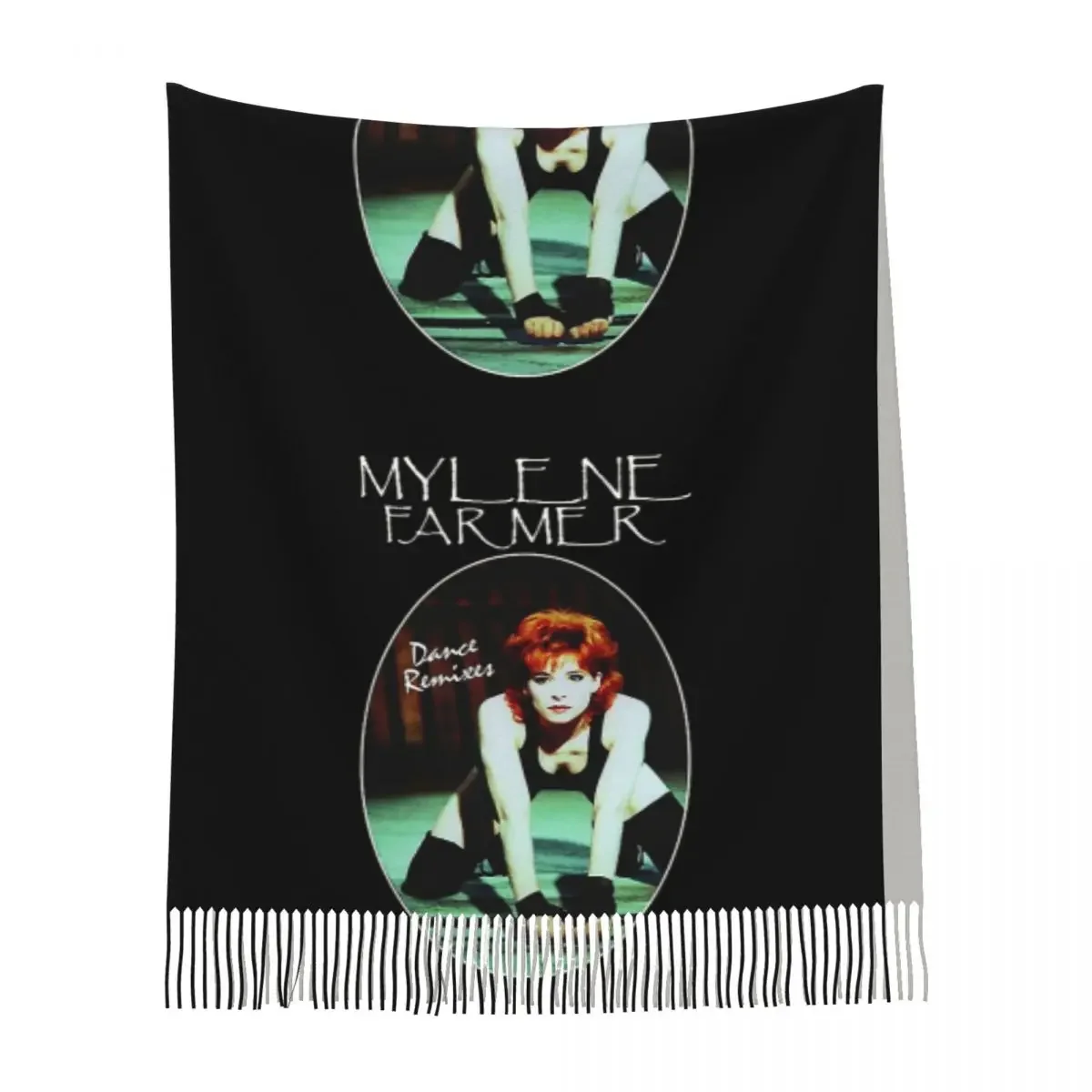 Фото Mylene Farmer Jeanne шарф с кисточками для женщин, мягкие теплые шали и накидки, длинная осенне-зимняя шаль №3