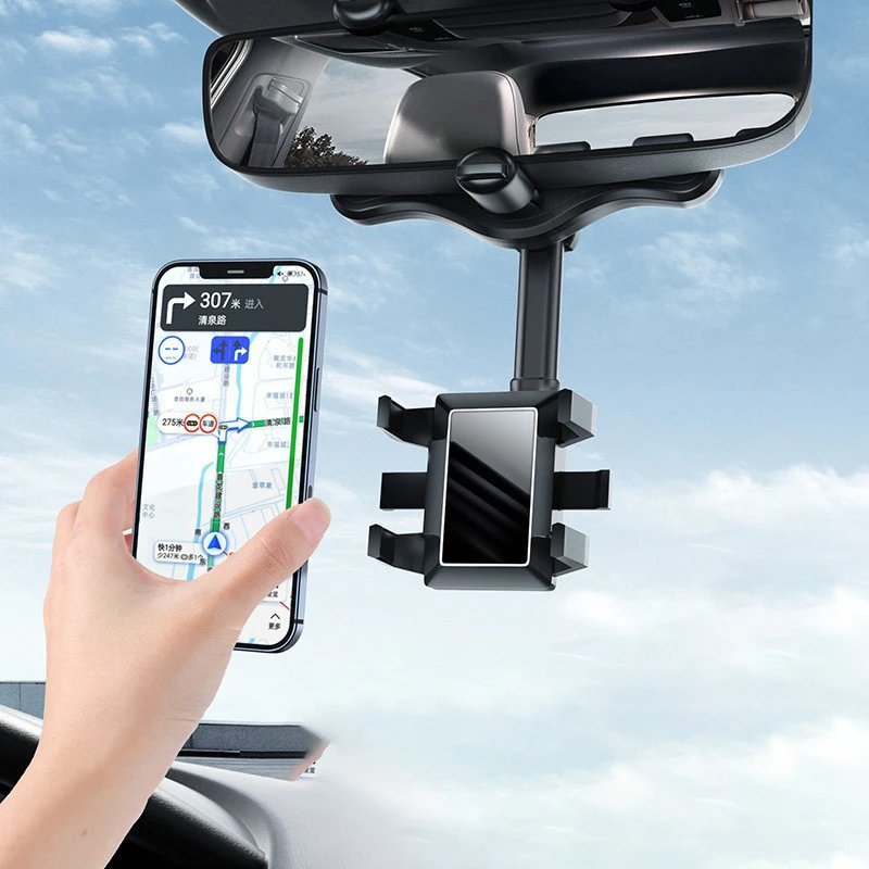 

Car Rearview Mirror Holder 360° Rotation GPS Navigation Auto Support Stand Multifunctional Universal Auto Phone Holder Bracket