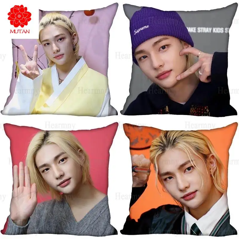 

Наволочка для подушки KPOP Hwang Hyunjin, наволочка для спальни, квадратная, блестящая, Экологически чистая, из атласной ткани