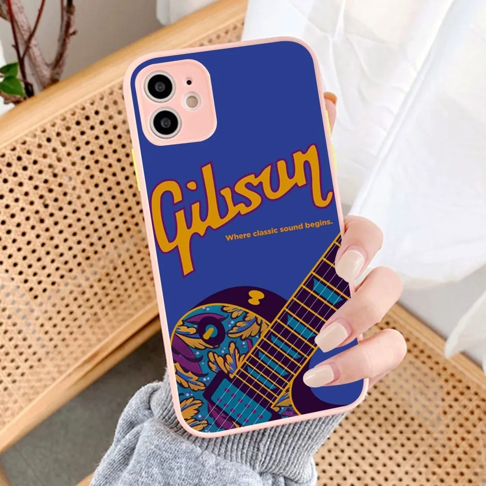 G-Gibson Music Phone Case for iPhone 14 11 12 13 Mini Pro Max 8 7 Plus X XR XS MAX Translucent Matte Cover