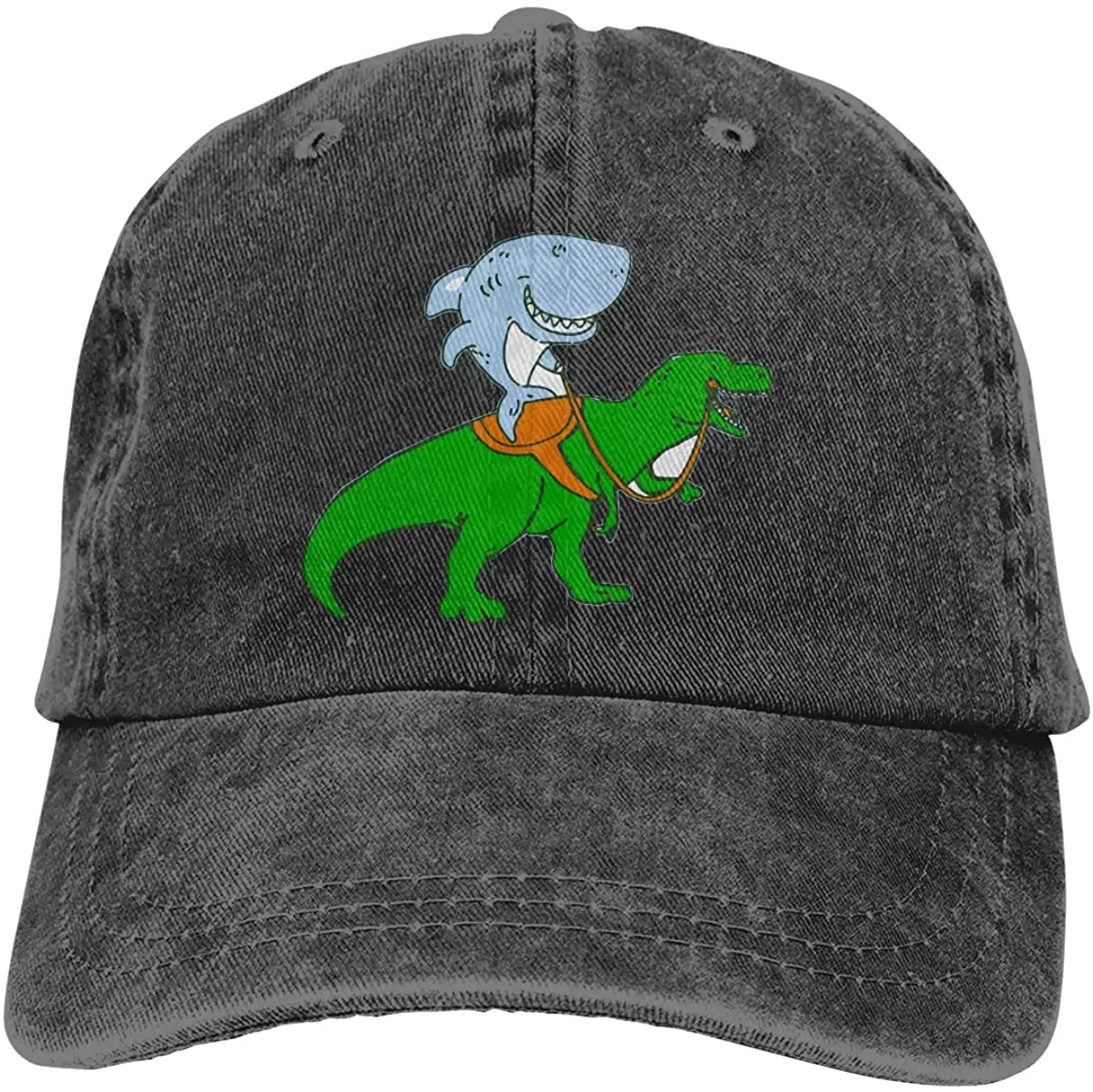 

Great White Shark Riding A T Rex Travel Hunting Jean Cloth Hat