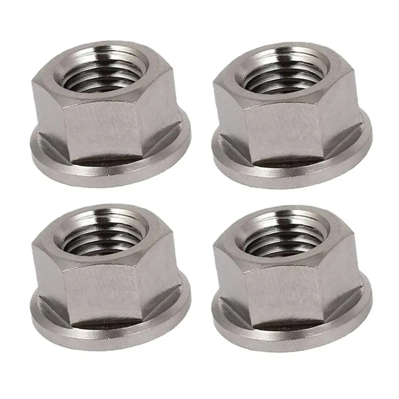 

HOT SALE 4Pcs M10 X 1.25 Mm Non-Slip TC4 Titanium Ti Flanged Nut For Bicycle Motorcycle Screws Screw-Fastener