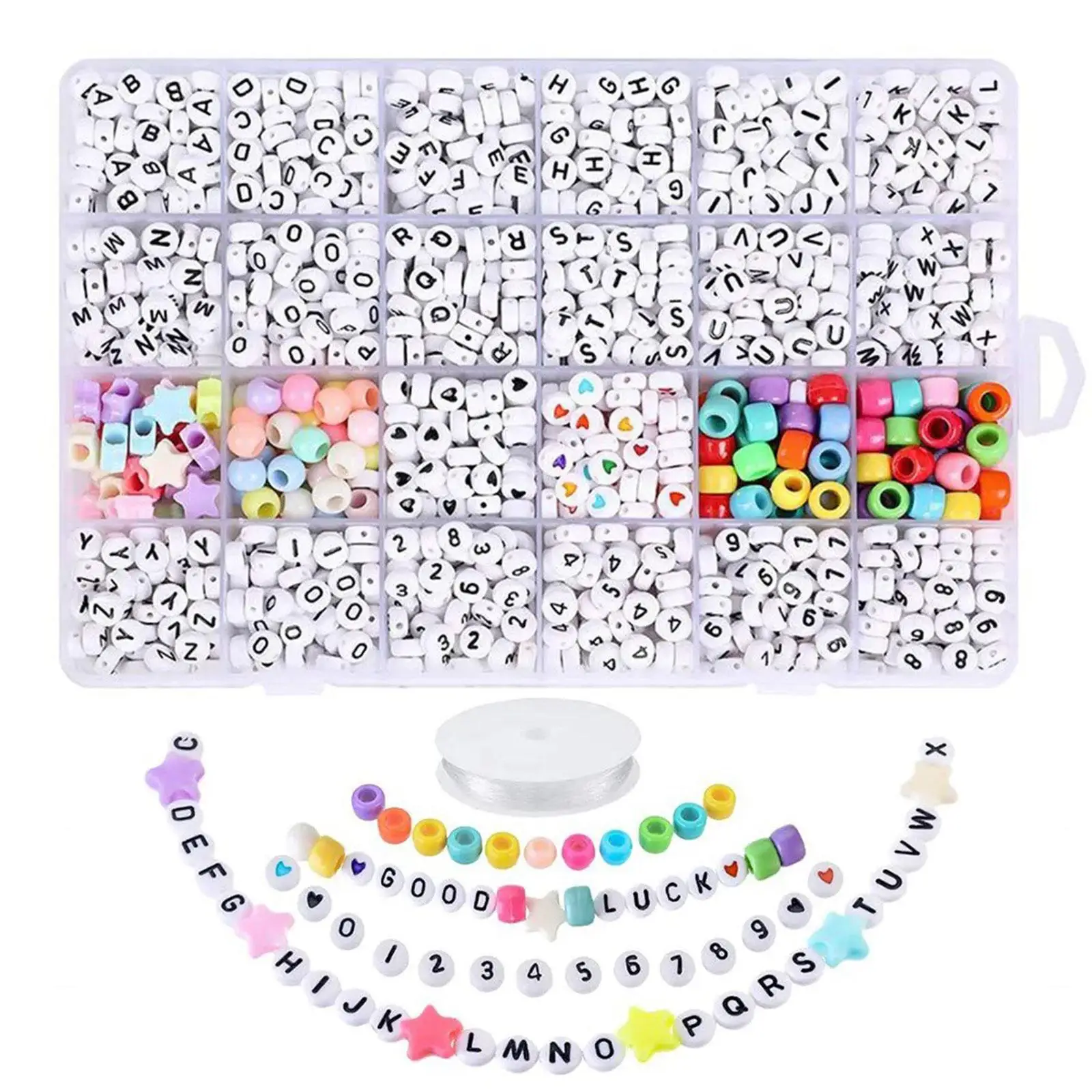 

2150 Pieces Mixing Bead Number Beads Alphabet Letter Beads for DIY Decoration Bracelet Anklet Delicate Embellishment Crafts