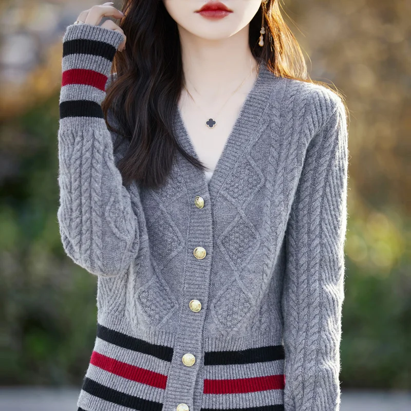Новинка 2024 кардиган из 100% мериносовой шерсти осенне-зимний кашемировый свитер