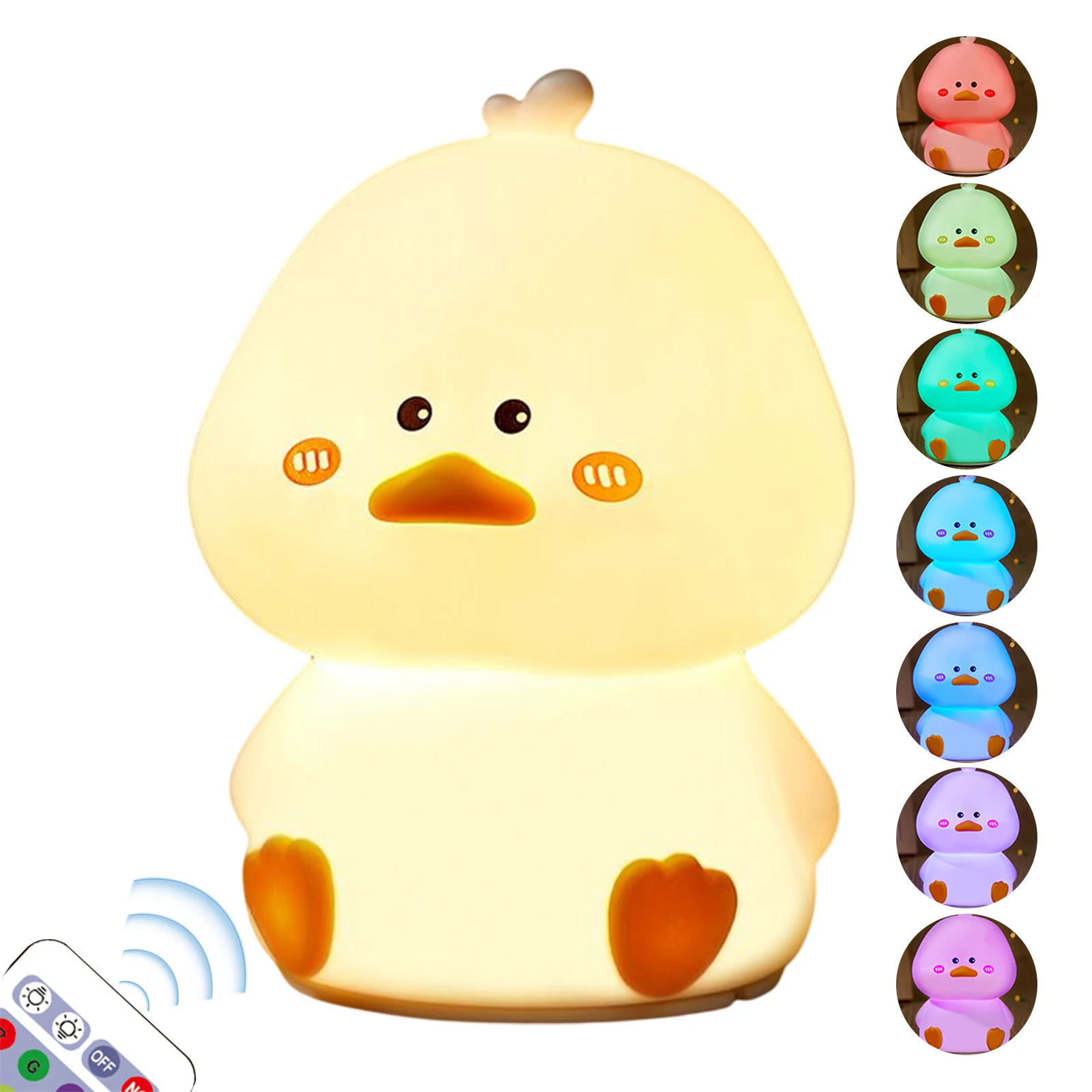 

Cute Duck Bedside Lamp Type-C Charging USB Table Light Remote Control 5V 1W 1200mAh Color Changing Holiday Gifts for Living Room
