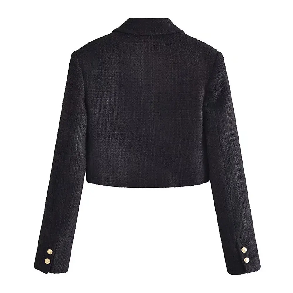 European and American style Women Fashion  Blazer Coat Vintage Long Sleeve Front Buttons Female Outerwear Chic