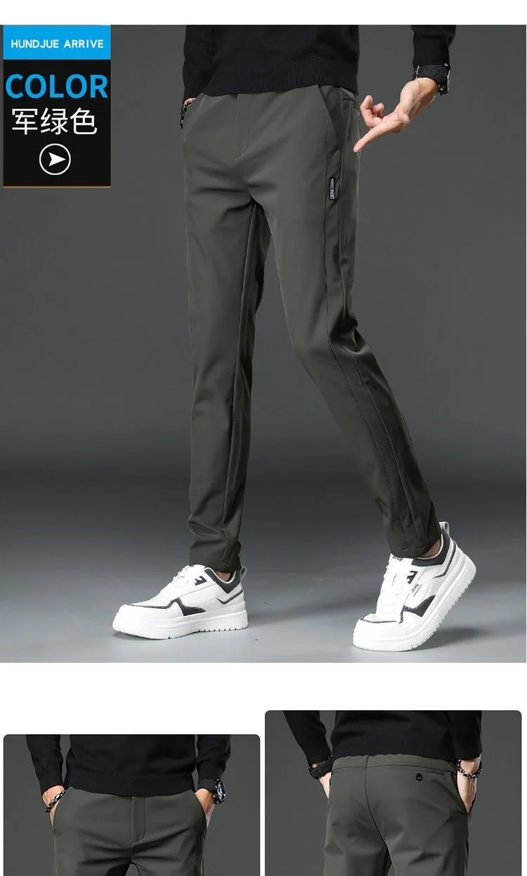 Men's high-quality stretch golf pants warm and thickened long casual golf pants Men's straight stretch versatile slim fit