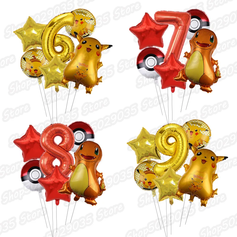 

6 шт., милые Аниме фигурки покемона Пикачу, украшение в виде воздушного шара, Аксессуары для детского душа