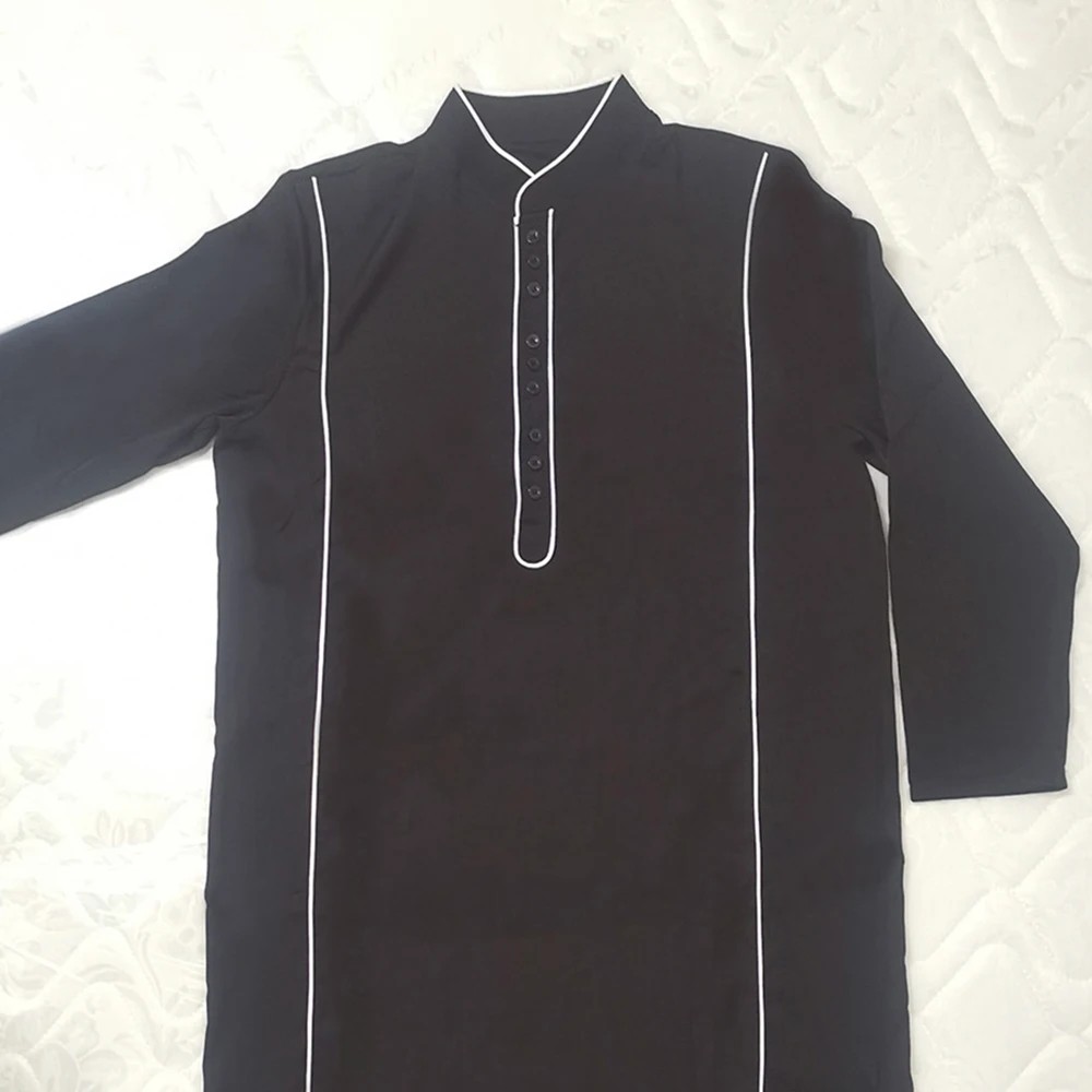 Dubai Middle East Arabian Long-sleeved Top Men Gentleman Button Muslim Men's Robe Islamic Traditional National Prayer Clothing