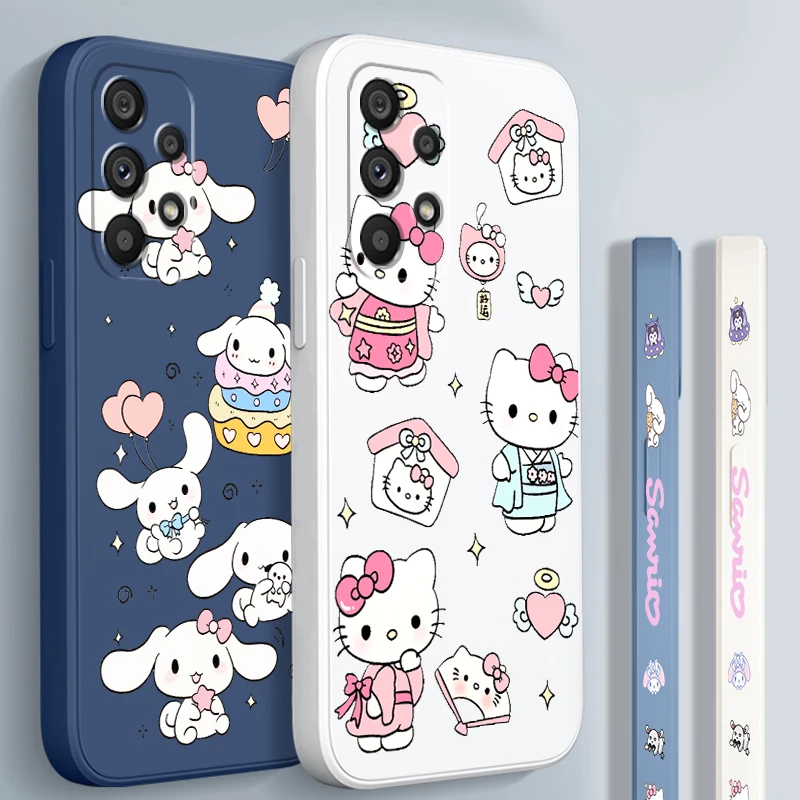 Жидкая левая веревка Sanrio Hello Kitty для Samsung A54 A53 A52 S A33 A32 A51 A71 A21S A13 A73 A72 A23 A12 цвет корицы