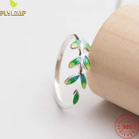 real 925 sterling silver jewelry olive branch leaves open rings for women original design femme accessories 2022 new arrival