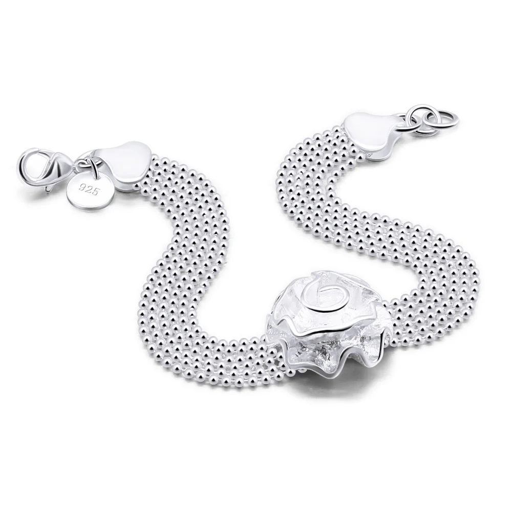 

Бриллиантовый серебряный браслет zqiudie 925 с серебряной кисточкой из чистого серебра, украшение для девочек с серебряными цветами, многослойный женский браслет на день святого валентина