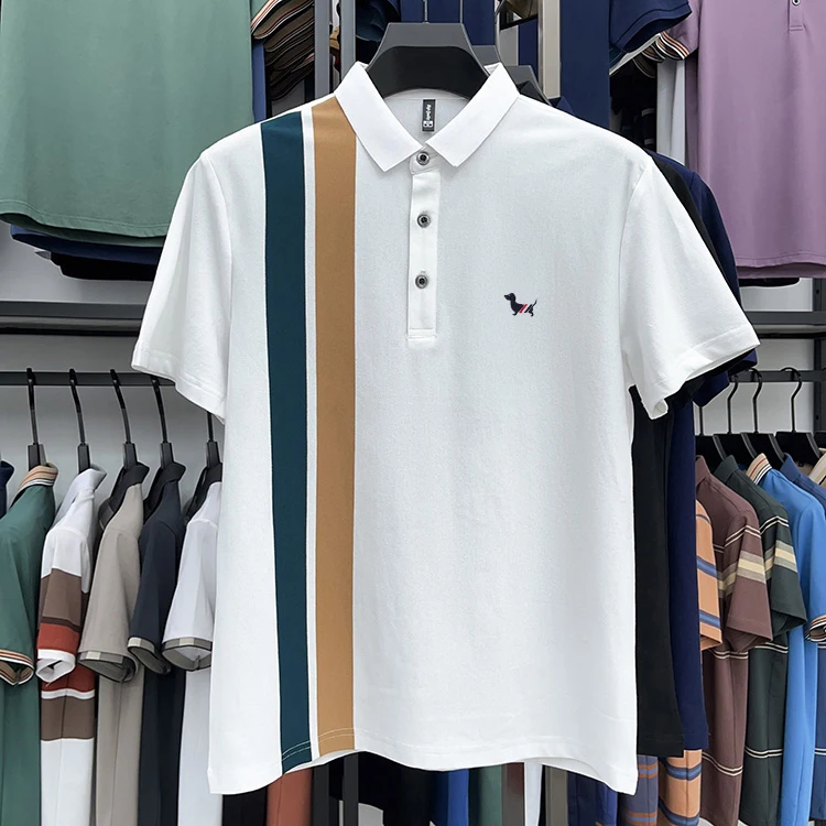 

Men Shirts Hazzys Embroidered Logo Men's Short Sleeve Top 2023 Summer New Fashionable T-Shirt Korean Loose Casual Lel Polo Shirt