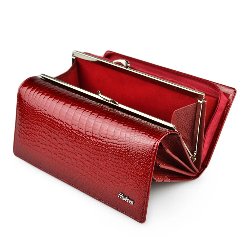 

Women Luxury Designer Wallets Fashion Genuine Leather Purses for Woman 2022 Shiny Clutch Bags Long Handbags Wallet Ladies Gift