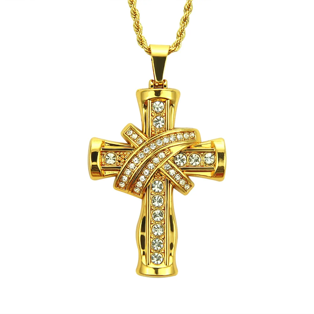 

Heavy Cross Necklace Stainless Steel Christs Pendant Gold Byzantine Chain Men Ms Necklaces Jewelry Gifts