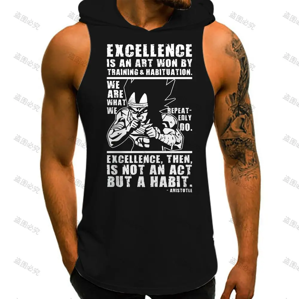 Жилет с капюшоном Goku Y2k летняя безрукавка без рукавов майка для бодибилдинга и