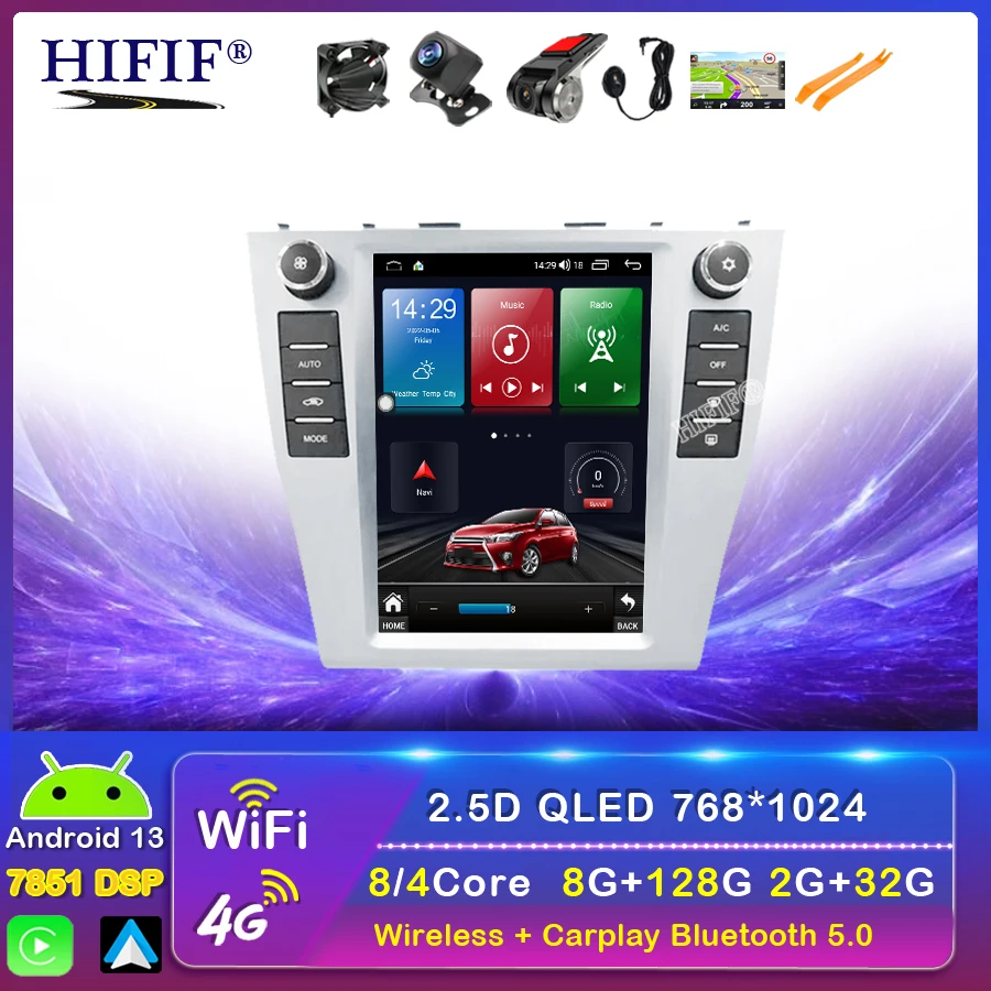 Авторадио Android 13 2din для Toyota Camry 6 XV 40 50 2006-2011 Автомобильный мультимедийный экран Tesla