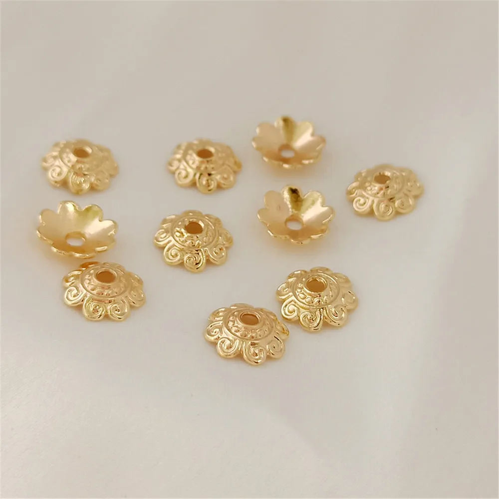 

Package gold 14K accessories flower bracket 8mm bead bracket flower cap beading cap pattern handmade DIY jewelry materials
