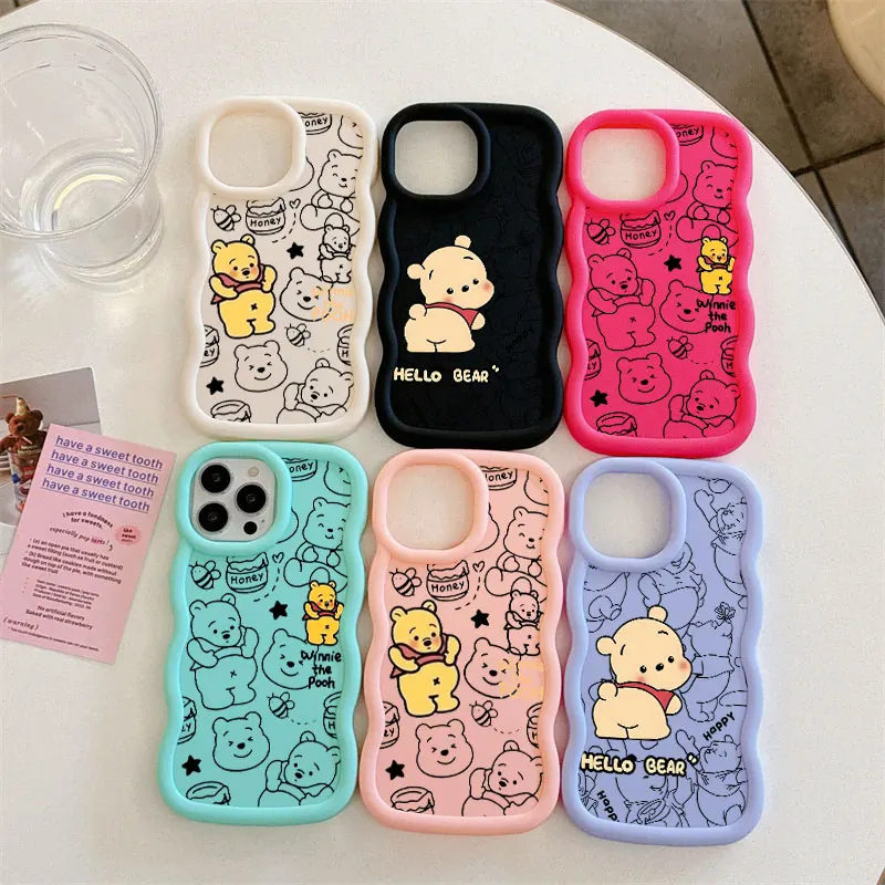 Фото Милый чехол для телефона с Винни-Пухом в конфетных цветах для iPhone 17, 16, 15, 14 Plus, 11 Pro Max, 13, 12 Mini, 17 Air, 17E, 16E, силиконовый чехол №2