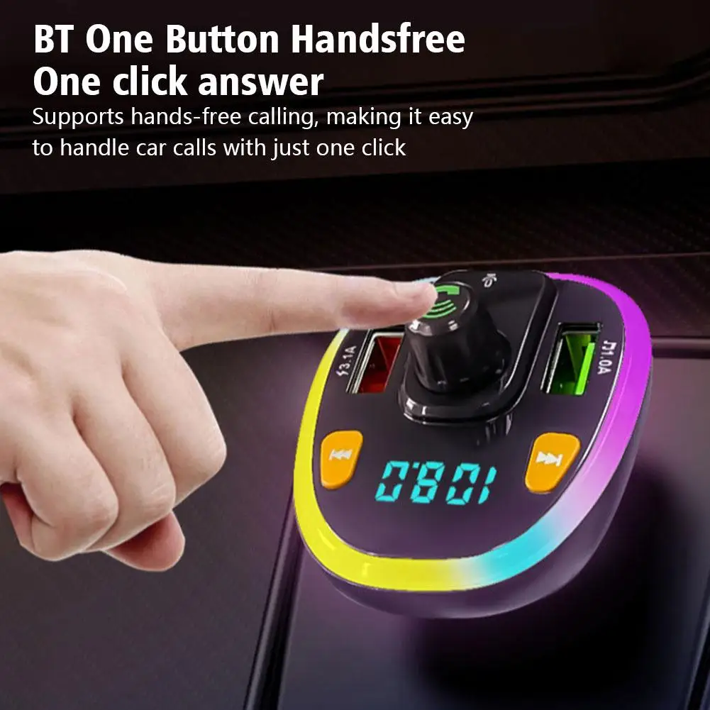 

Car Hands-Free Bluetooth-compaitable 5.0 FM Transmitter USB Audio MP3 Modulator Handsfree Car Player Fast Receiver Kit 2 Ch Y4X5