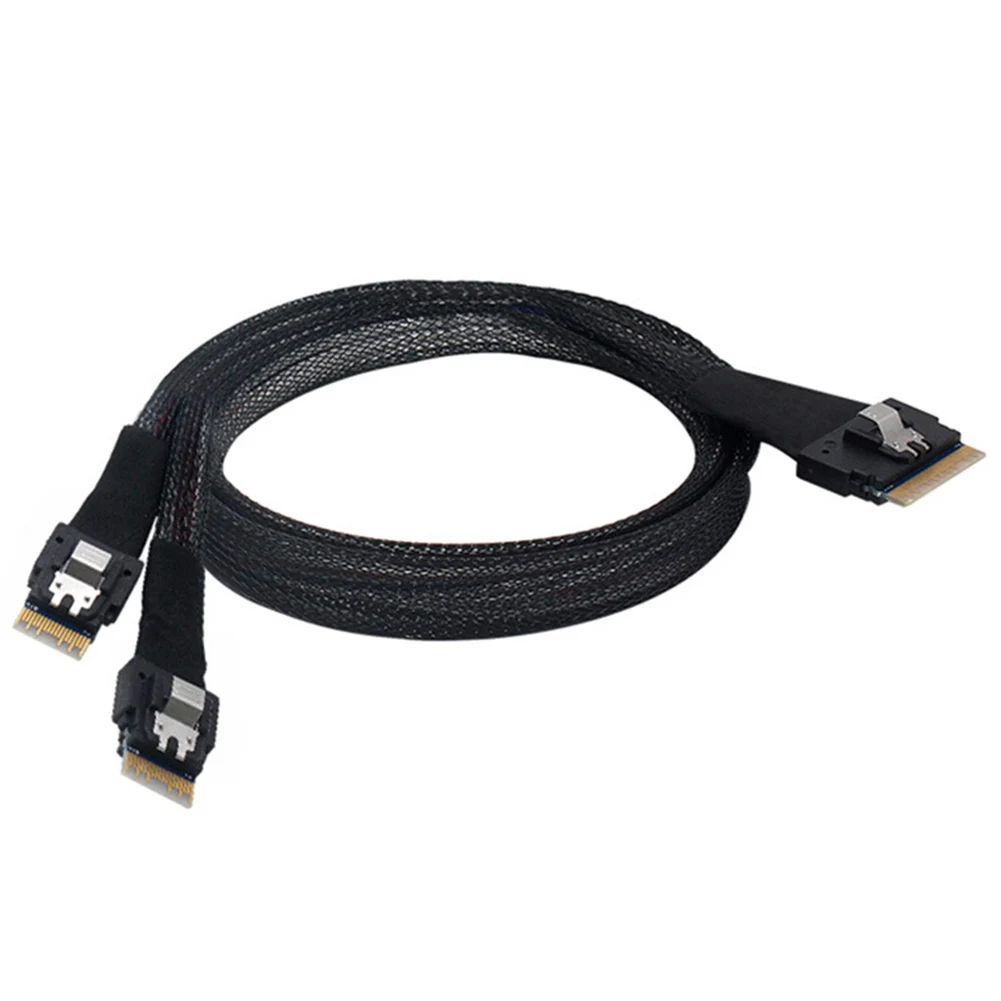 

Сменный кабель Mini SAS 4,0 SFF-8654 8i 74 Pin to 2 SFF-8654 4i 38 Pin шнур 24 Гбит/с кабель для передачи данных сервера