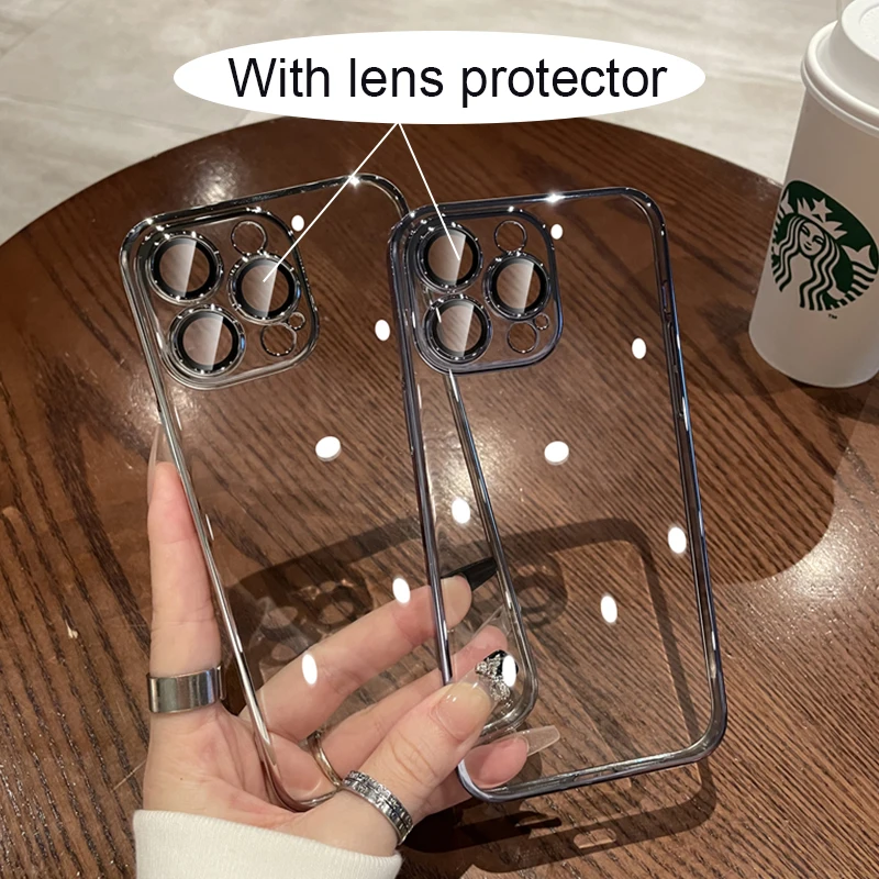 Роскошный силиконовый чехол с покрытием для iPhone 14 13 11 12 ProMax Plus защитой объектива и