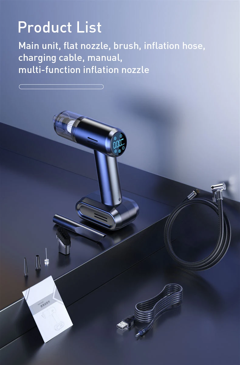Портативный автомобильный пылесос 4 в 1 с воздушным компрессором 12 В насос для шин