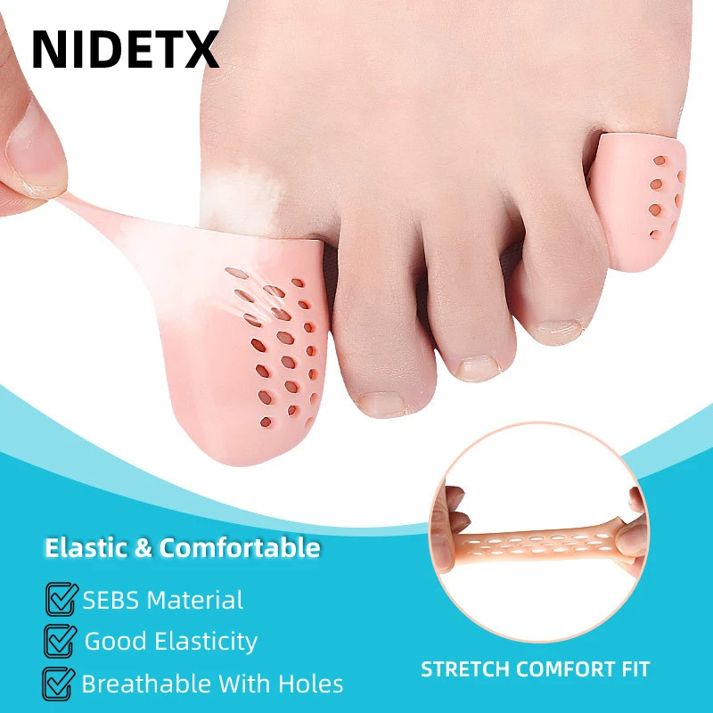 

2pieces=1pair Finger Foot Care Toe Tube Protector Silicone Gel Bunion Corrector Separator Stretchers Corns Blisters Pain Relief