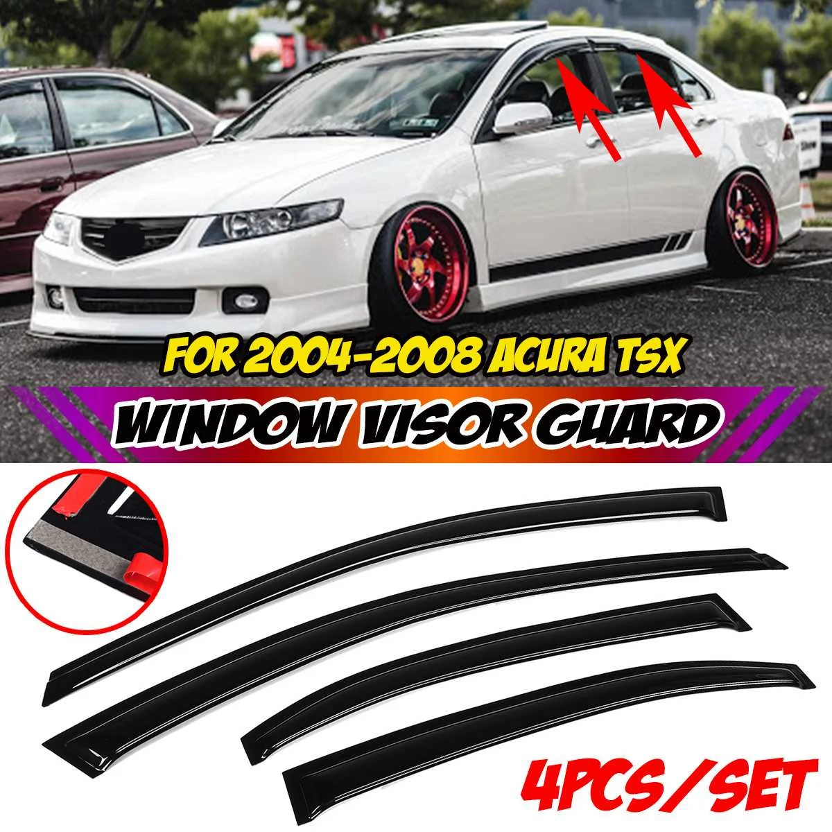 

4pcs Car Rear Window Visors Sun Rain Guard Vent Deflectors For Acura TSX 2004-2014 Window Weatherproof Deflector Awning Shelter