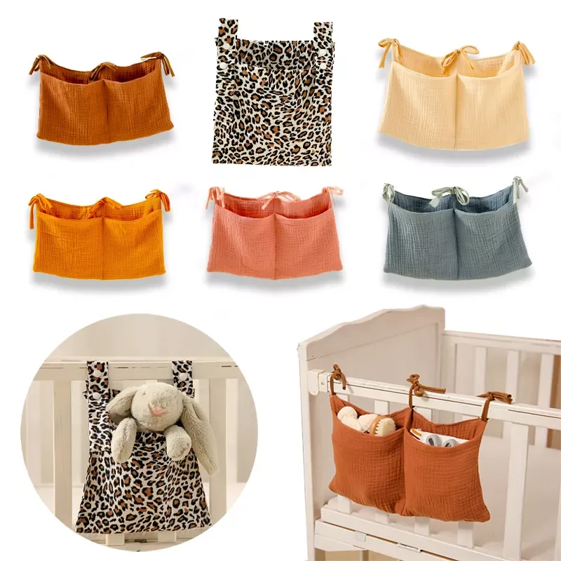 

Baby Bed Hanging Storage Bags Cotton Newborn Crib Organizer Toy Diaper Pocket for Crib Bedding Set Accessories Nappy Store Bags