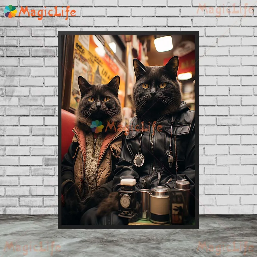 

Любители портретов кошек, повседневная одежда, забавные постеры, настенные панно для гостиной, домашний декор, постер, настенная живопись на холсте, без рамы
